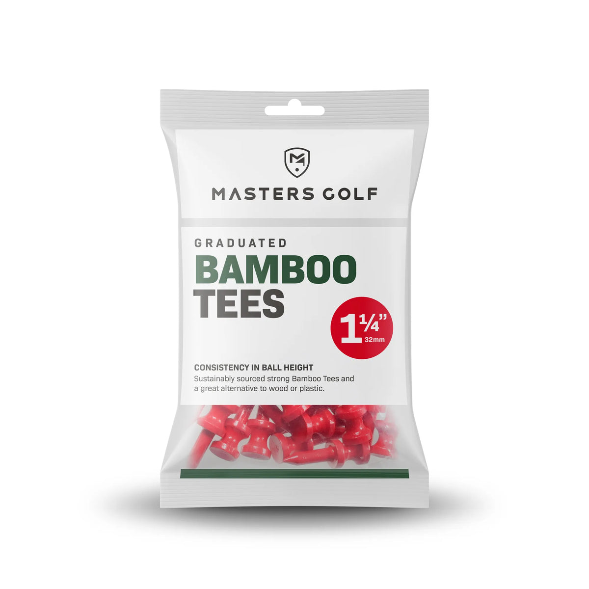 Masters Graduated Plastic Tees 32mm. Zak 25 stuks. Rood