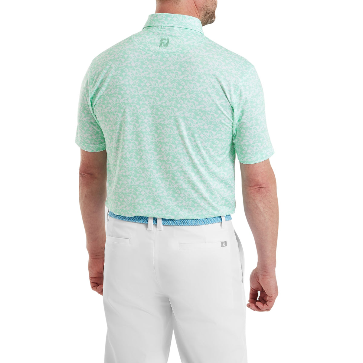 FootJoy Hidden Palm Print Lisle Sea Glass / White