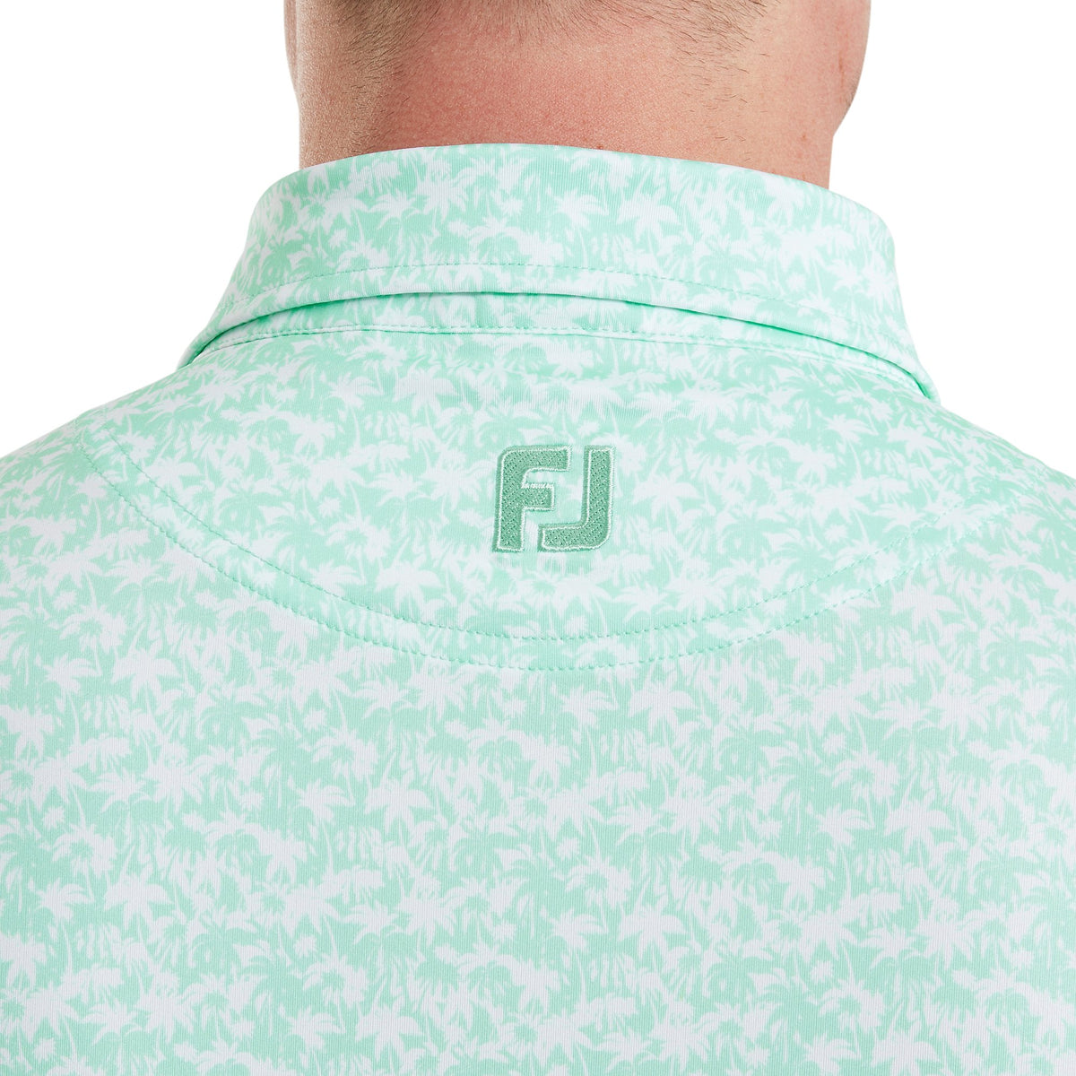 FootJoy Hidden Palm Print Lisle Sea Glass / White