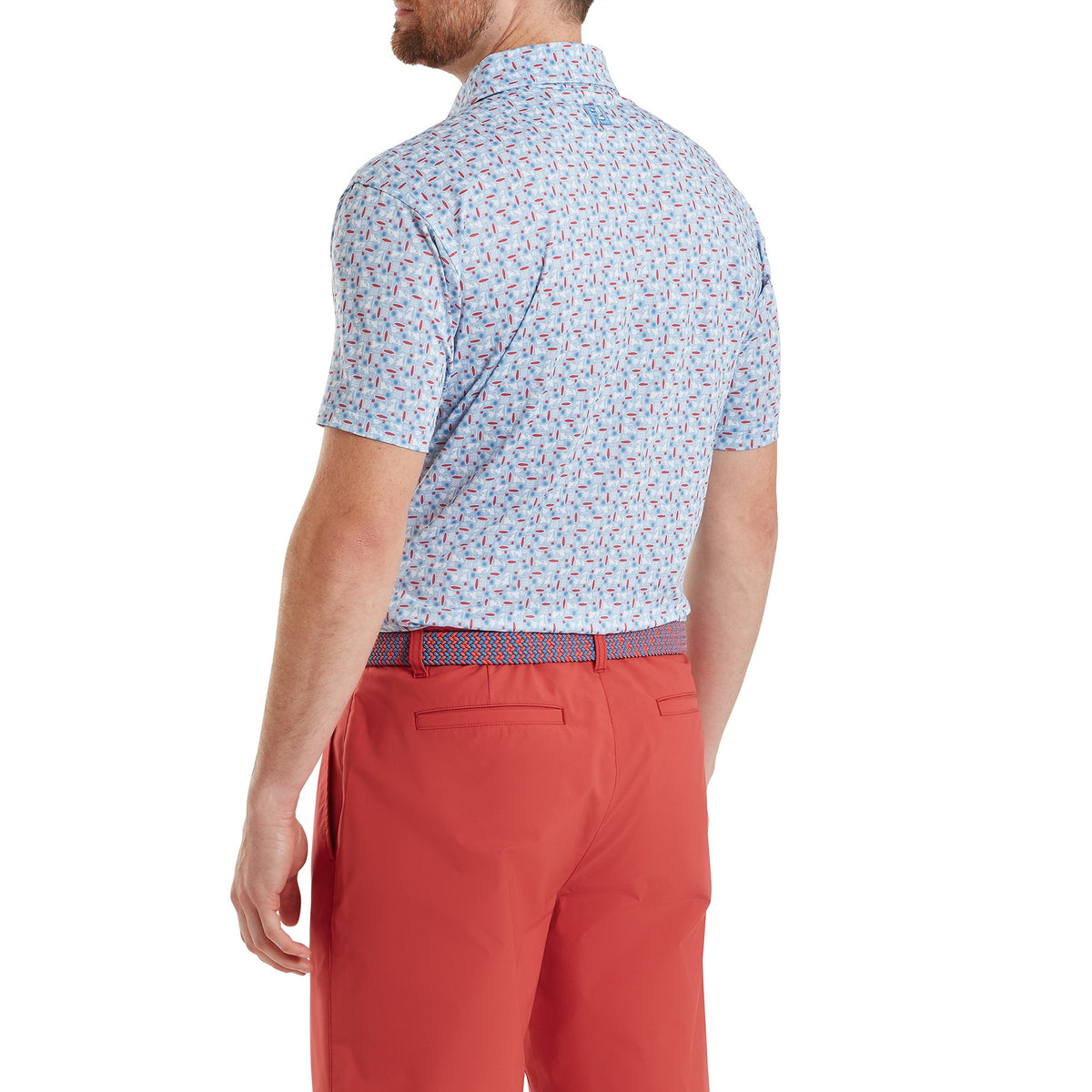 FootJoy Surfs Up Print Lisle White / Chambray / Nantucket Red / Coastal Blue