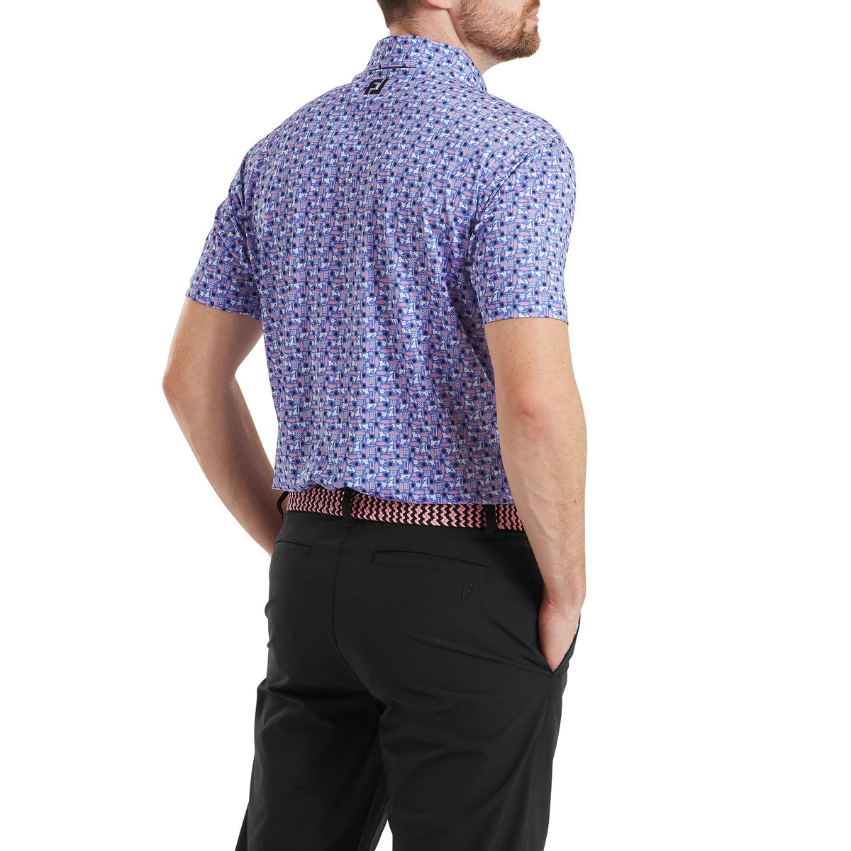 FootJoy Surfs Up Print Lisle White / Vivid Violet / Pink Pop / Black