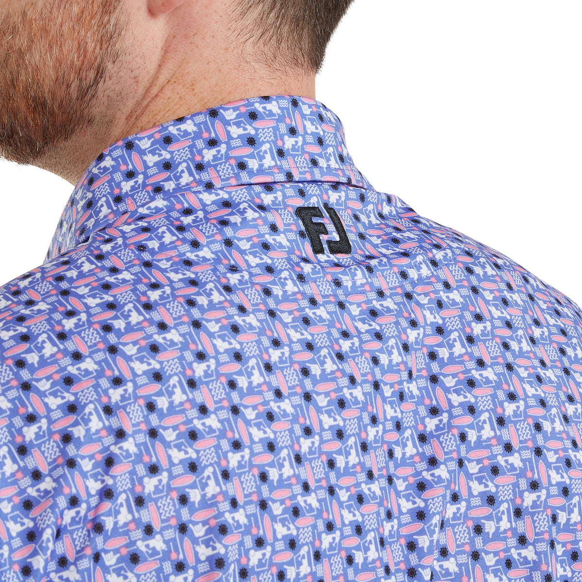 FootJoy Surfs Up Print Lisle White / Vivid Violet / Pink Pop / Black