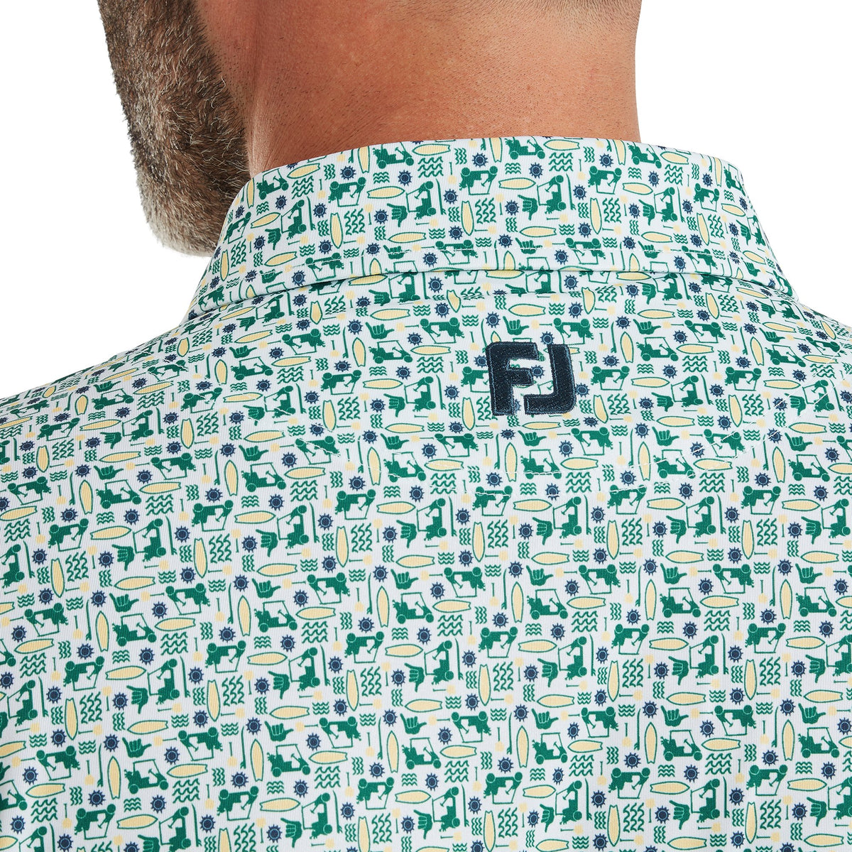 FootJoy Surfs Up Print Lisle Field Green / White / Sunshine / Navy