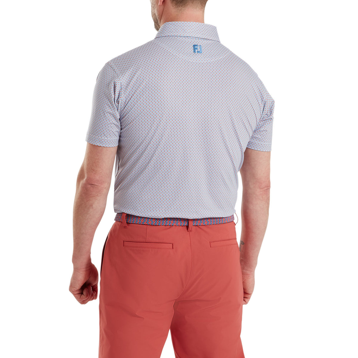 FootJoy FJ Nautical Flag Print Lisle Nantucket Red / Coastal Blue