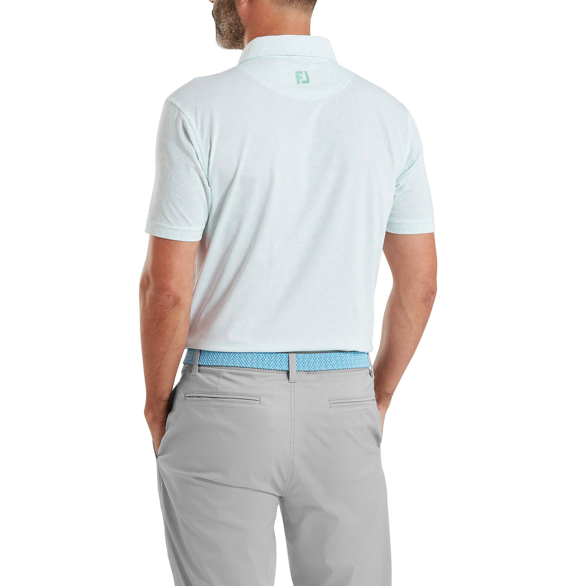 FootJoy Wingtip Floral Lisle White / Sea Glass