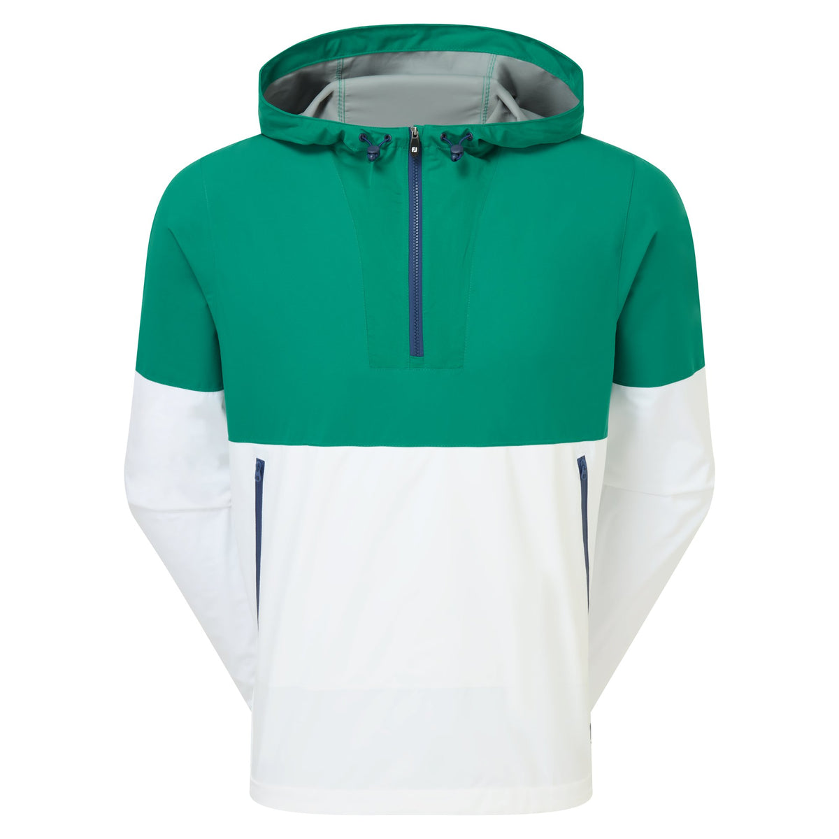 FootJoy HydroLite X Hoodie Colour Block Field Green / White with Navy Zipper