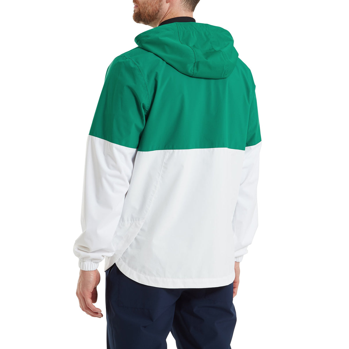 FootJoy HydroLite X Hoodie Colour Block Field Green / White with Navy Zipper