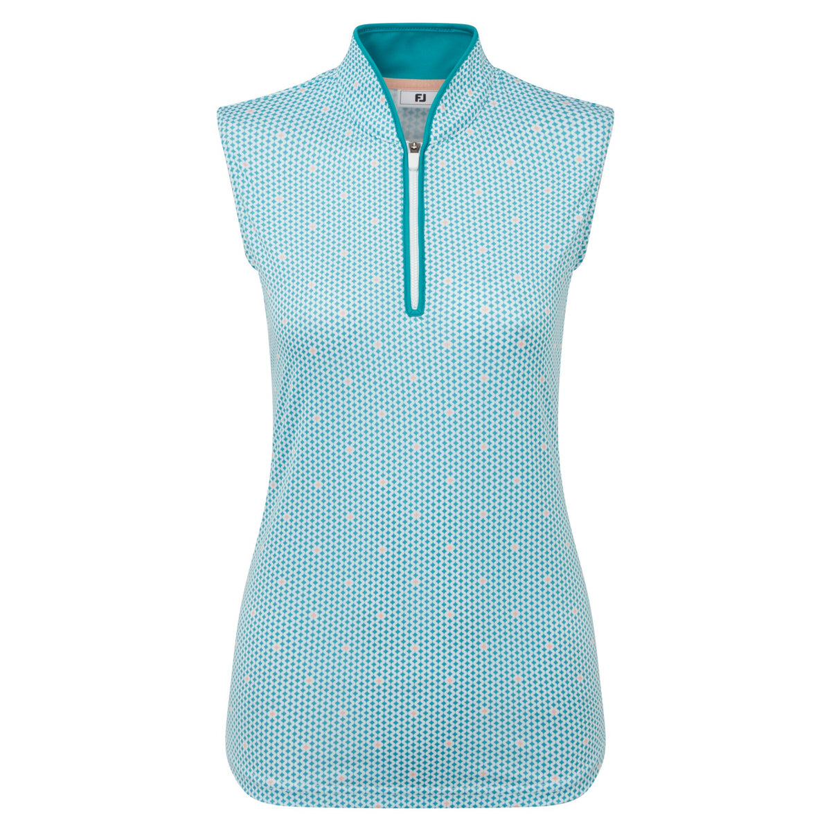 FootJoy Zip Front Tank Printed Tile Blue / White / Peach - Dames