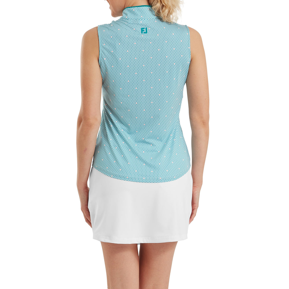 FootJoy Zip Front Tank Printed Tile Blue / White / Peach - Dames