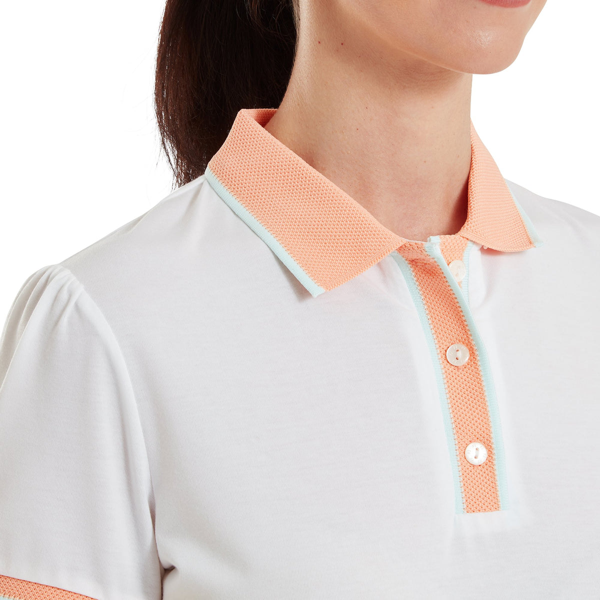 FootJoy Cap Sleeve Polo White / Desert Peach - Dames