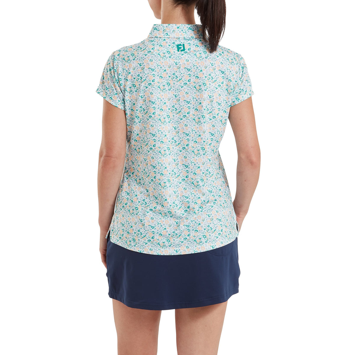 FootJoy Cap Sleeve Lisle Tile Blue Floral Print - Dames