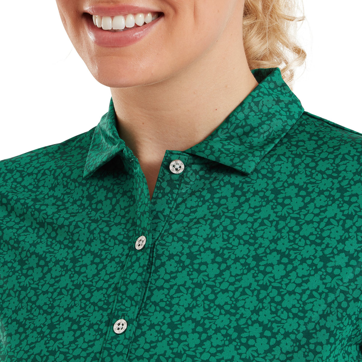 FootJoy Painted Floral Cap Sleeve Lisle Field Green - Dames