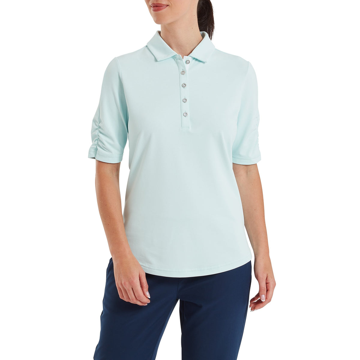 FootJoy Half Sleeve Ruched Lisle Glacial Blue - Dames