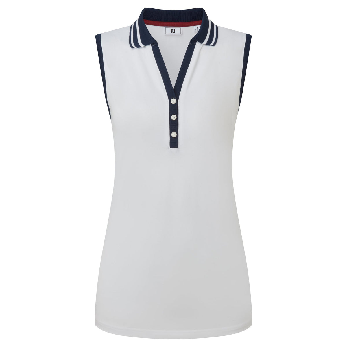 FootJoy Contrast Rib Knit Sleeveless Polo White / Navy - Dames