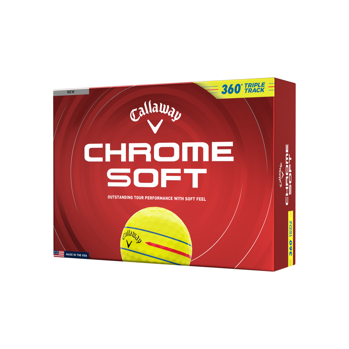Callaway Chrome Soft 360 Triple Track geel — doos