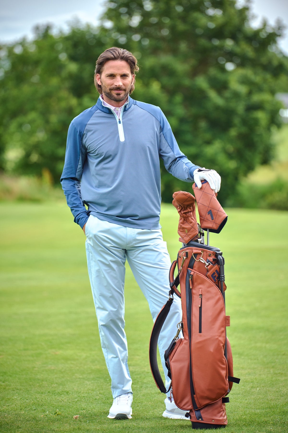 FootJoy ribbed midlayer demin Slv Mlayer Denim