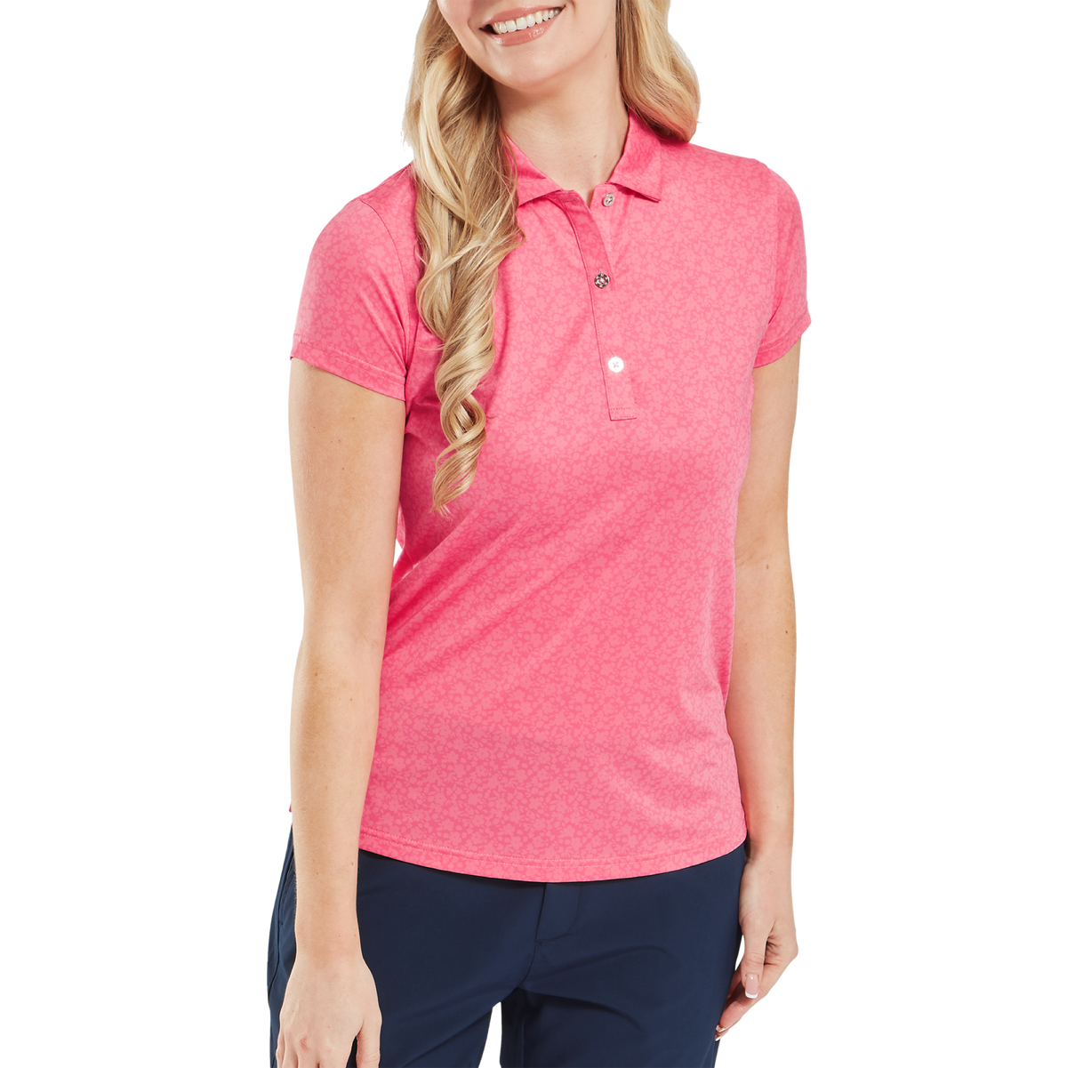 FootJoy Painted Floral Cap Sleeve Lisle Pink Lemonade - Dames