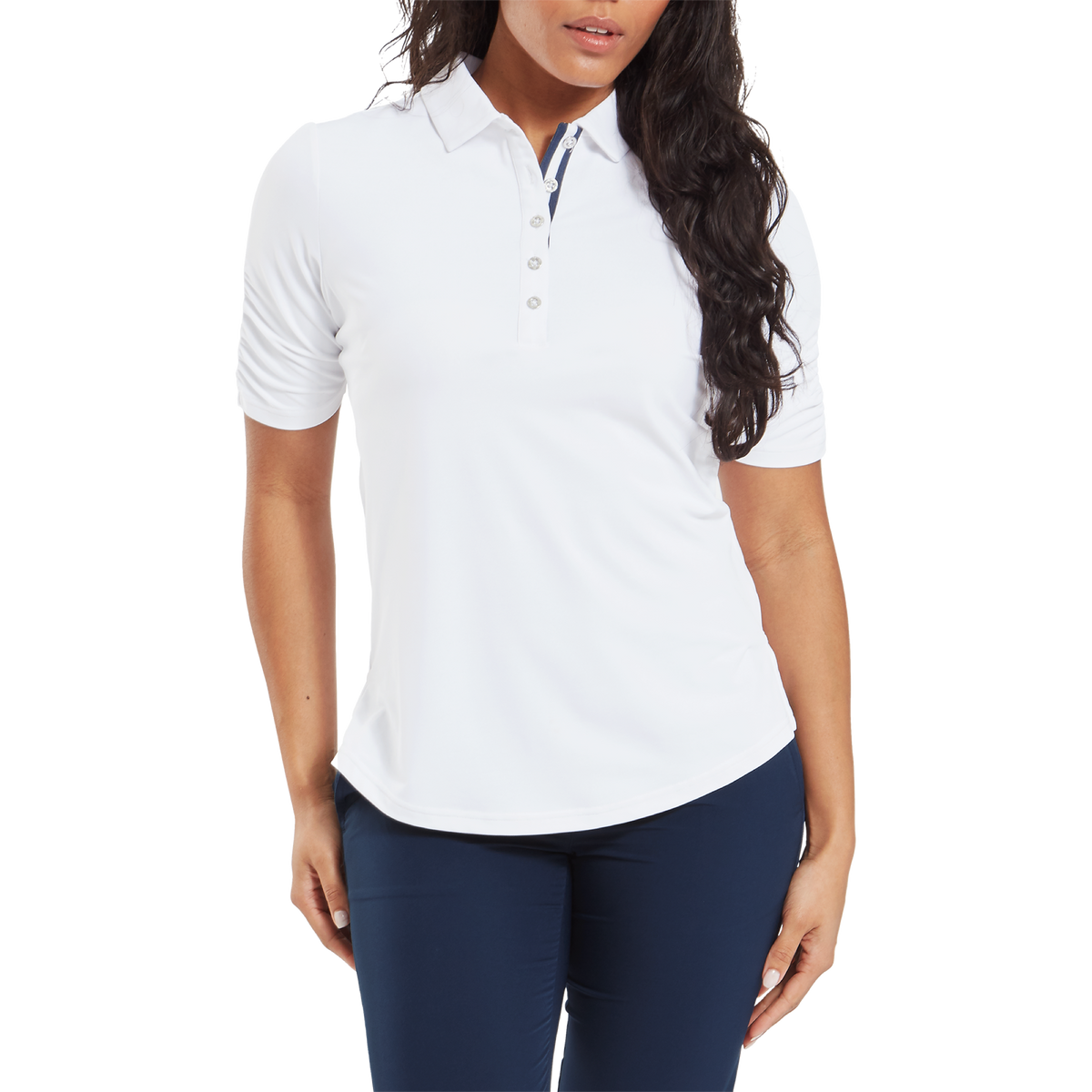 FootJoy Half Sleeve Ruched Lisle White - Dames