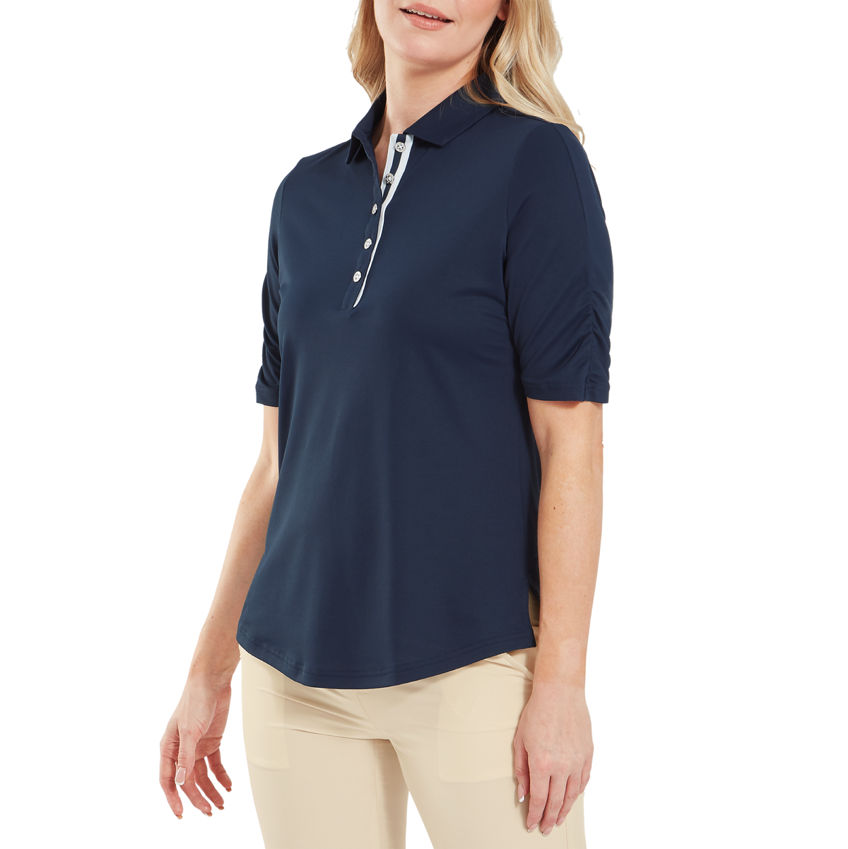 FootJoy Half Sleeve Ruched Lisle Navy - Dames