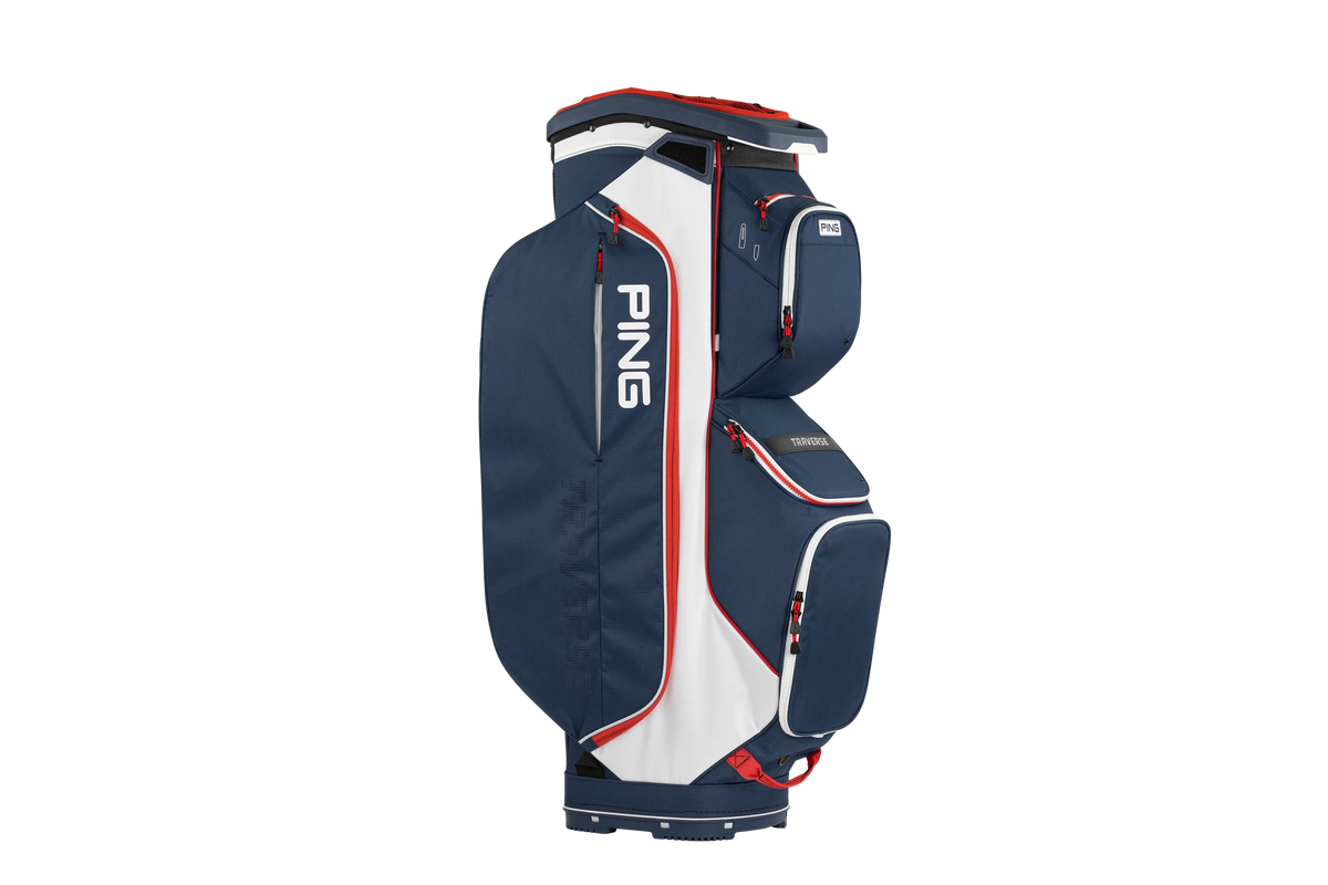 Ping Traverse Cartbag - Navy/White/Red