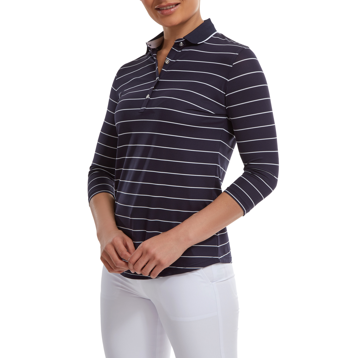 FootJoy polo 3/4 Sleeve Pinstripe Pique