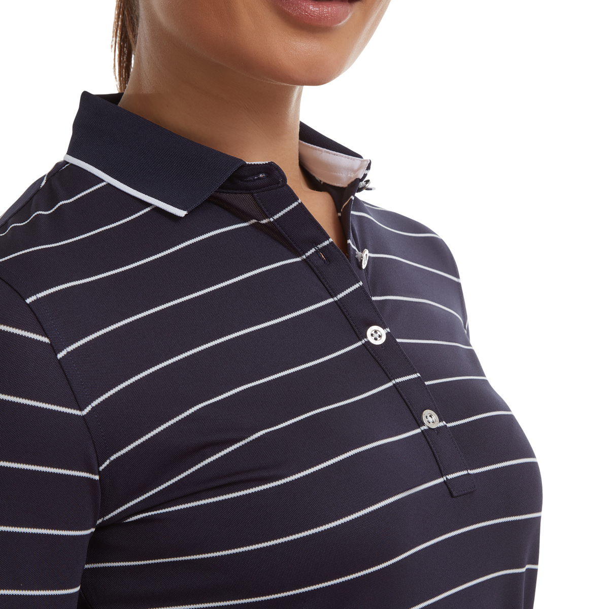 FootJoy polo 3/4 Sleeve Pinstripe Pique