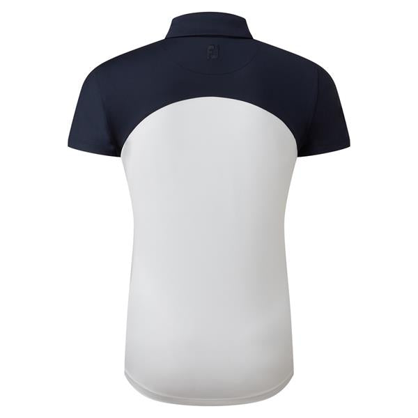Dames - Cap Sleeve - Colour Block Lisle Polo Shirt - Navy/White