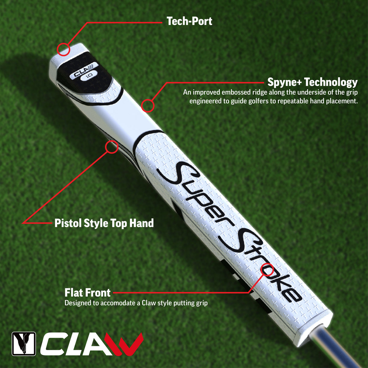SuperStroke Zenergy Claw 1.0 puttergrip - vooraanzicht