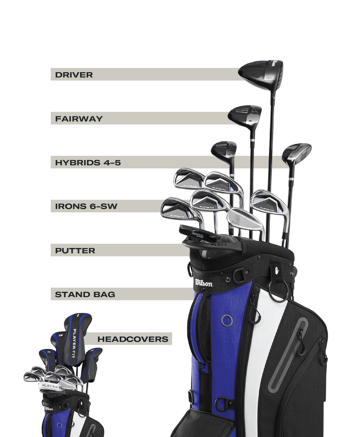 Wilson PlayerFit complete set heren, staande tas