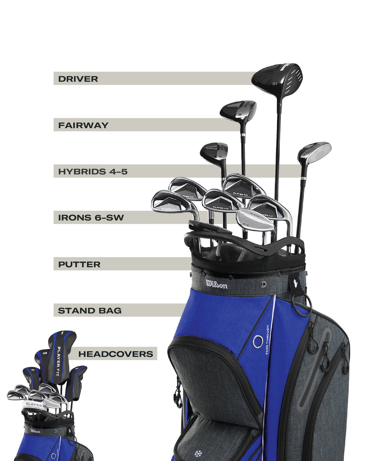 Wilson PlayerFit complete set heren, cartbag