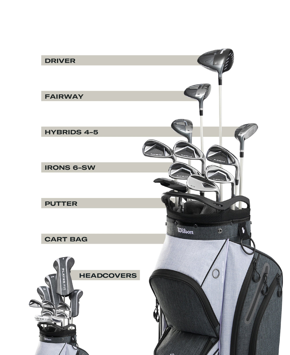 Wilson PlayerFit complete set dames, cartbag