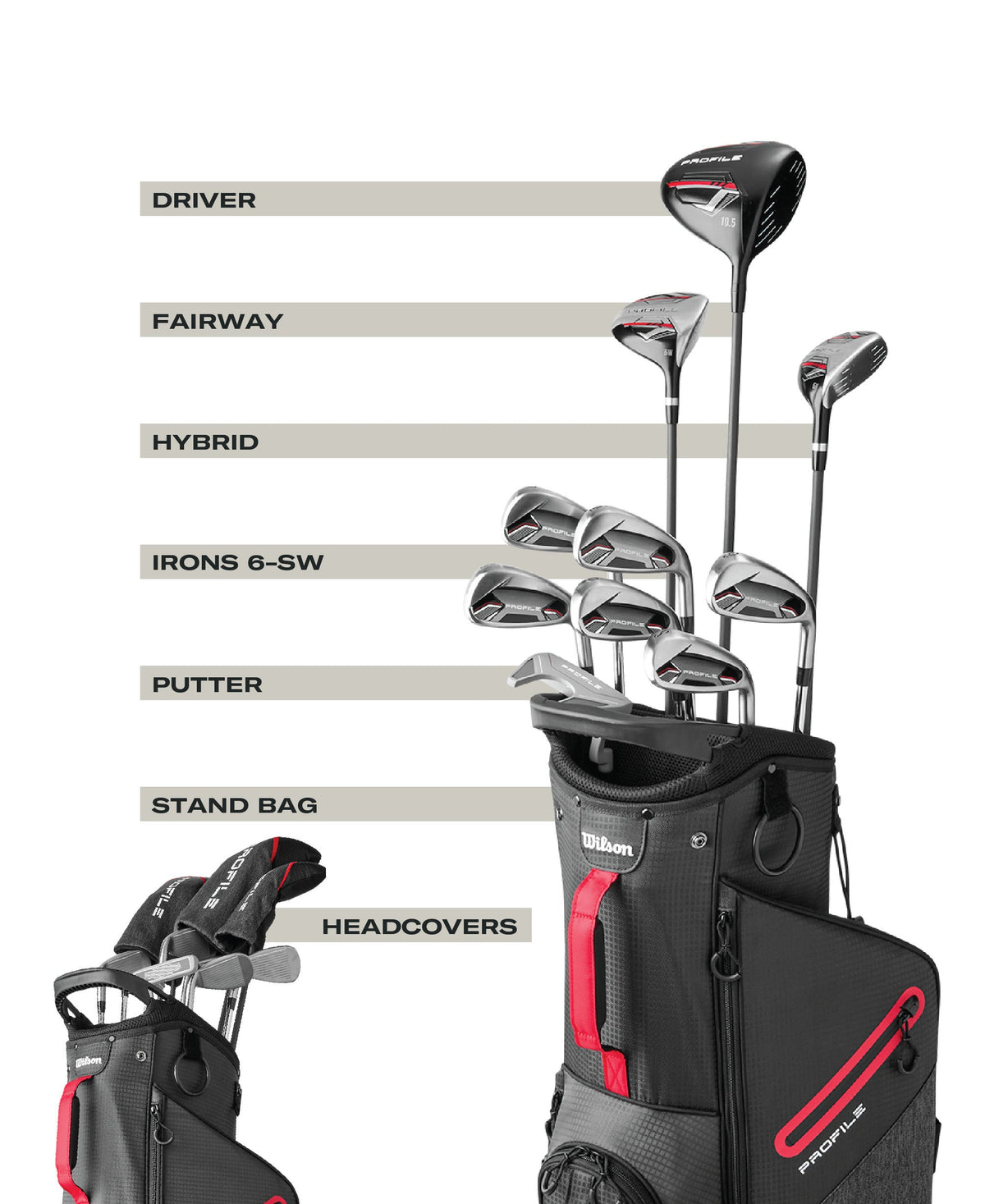 Wilson Profile complete set heren, staande tas